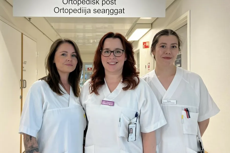 Ortopedisk sengepost enhetsleder Kine Konst Robertsen, seksjonsleder Cilie Jonassen, assisterende enhetsleder Malin Josefine Floer