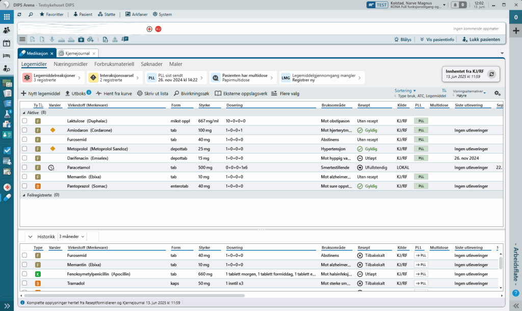 pasientens legemiddelliste skjermbilde