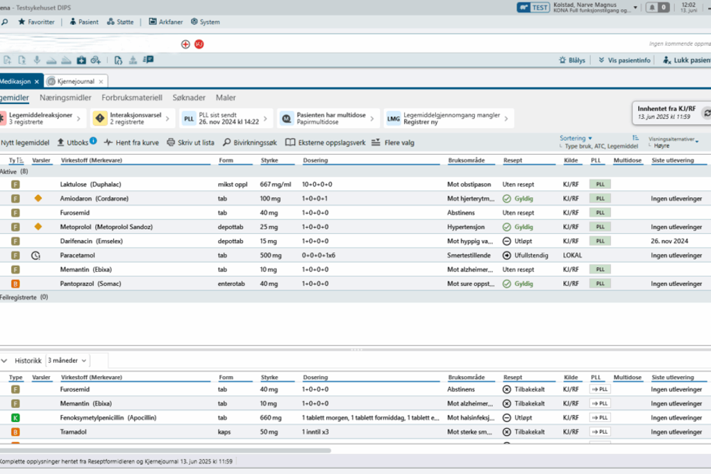 pasientens legemiddelliste skjermbilde