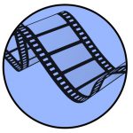 En blå og svart kule