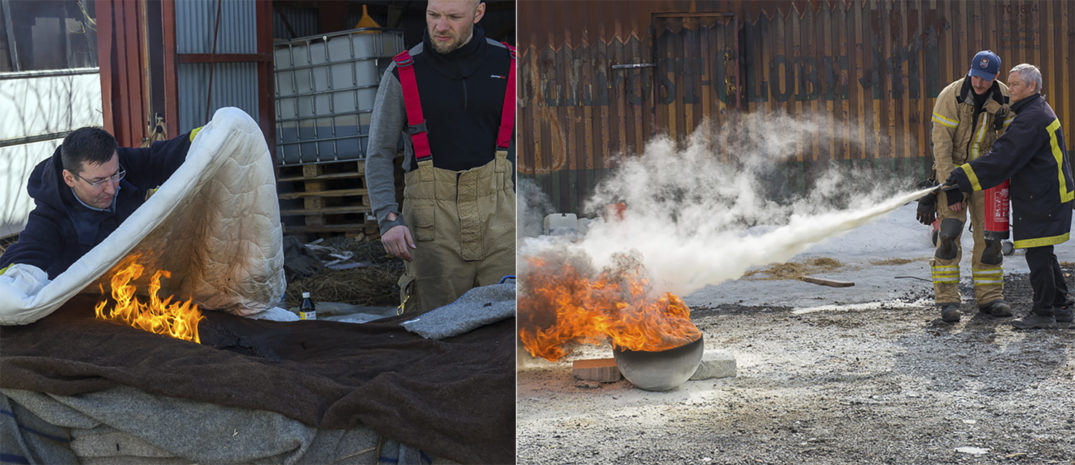 En gruppe menn som står rundt et bål