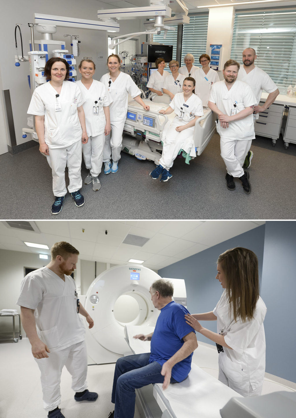 En gruppe mennesker i hvite laboratoriefrakker