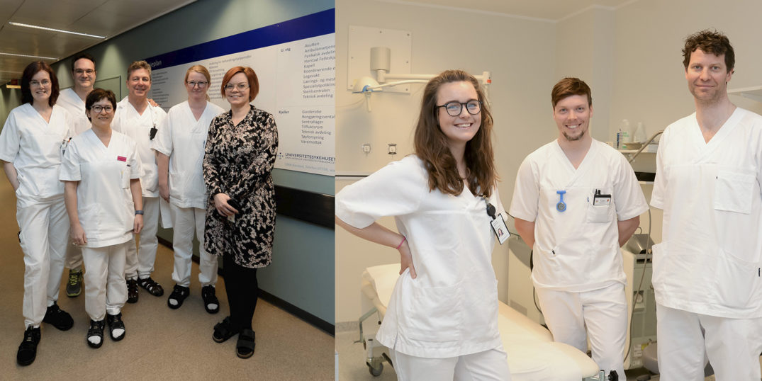 En gruppe mennesker i hvite laboratoriefrakker