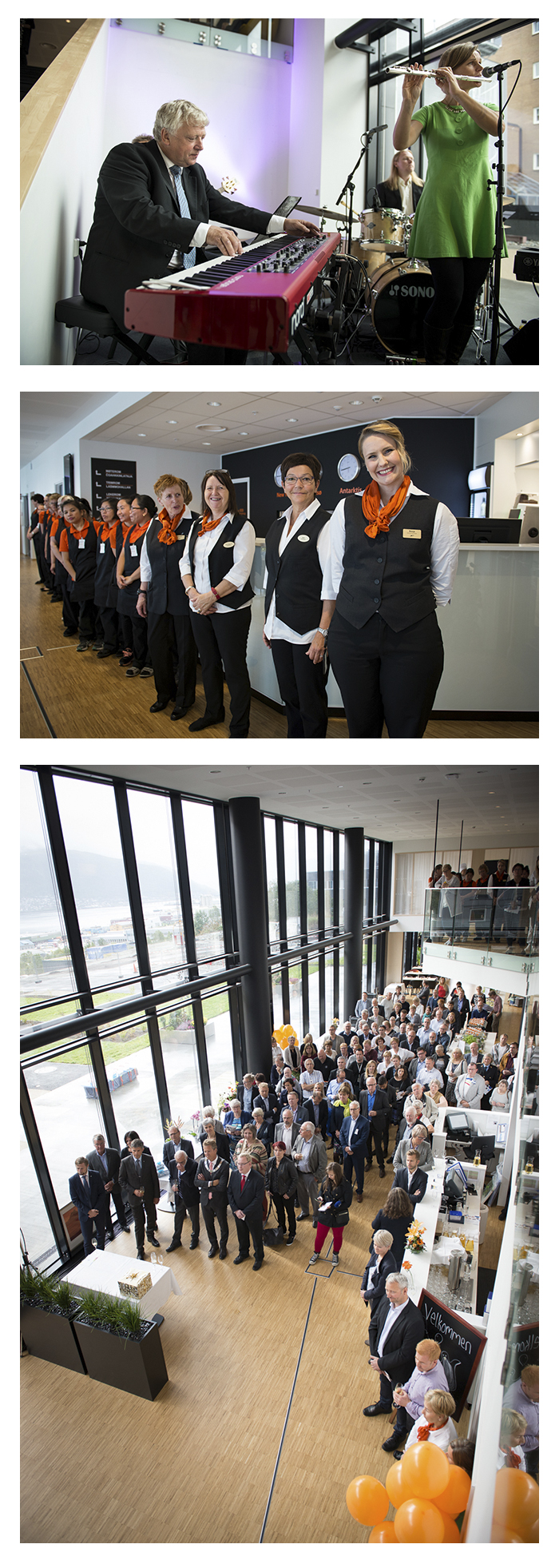 En collage av folk i formelle klær