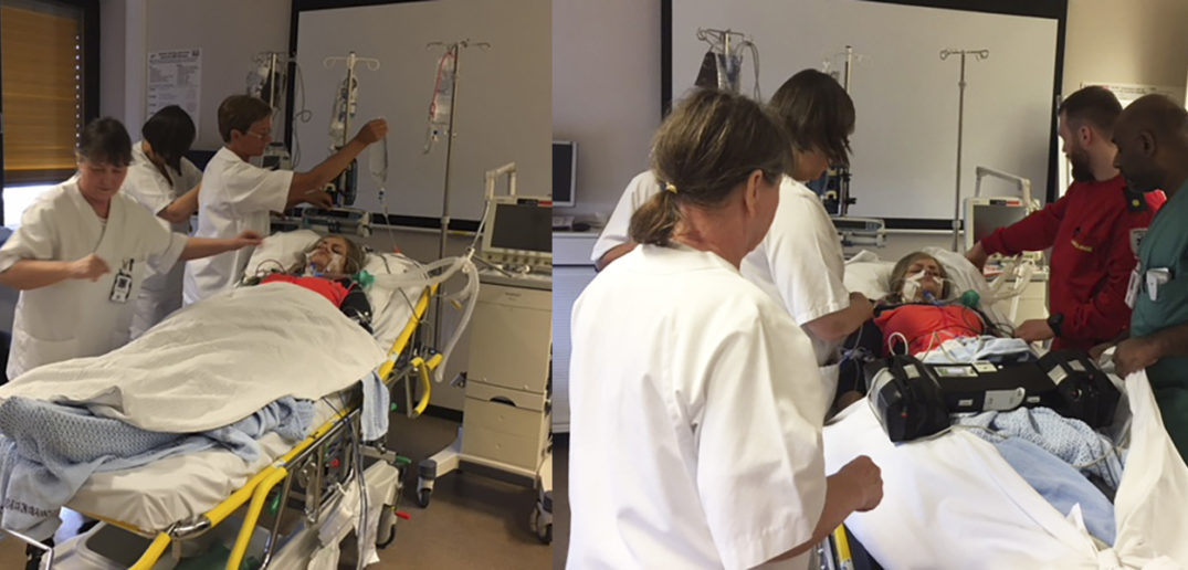 En gruppe mennesker på et sykehus