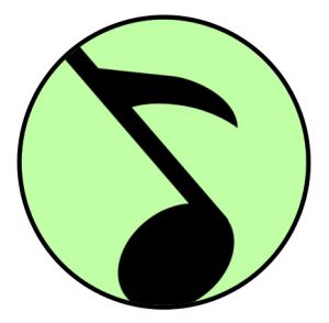 En grønn sirkel med et svart symbol