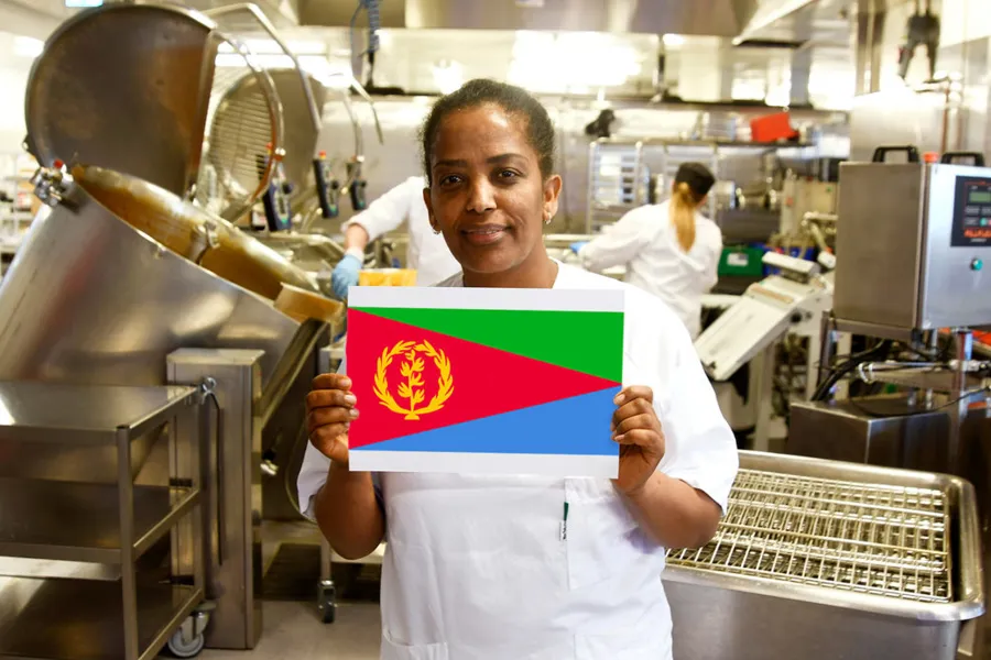 En person som holder et flagg