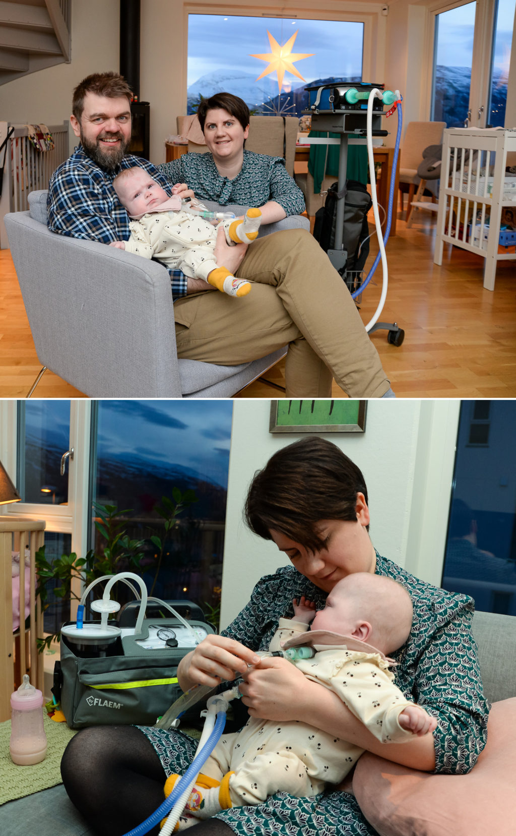 En mann og en kvinne som holder en baby