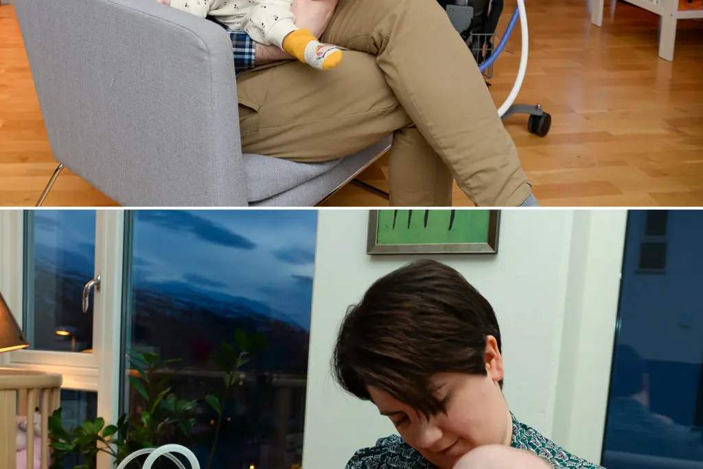 En mann og en kvinne som holder en baby