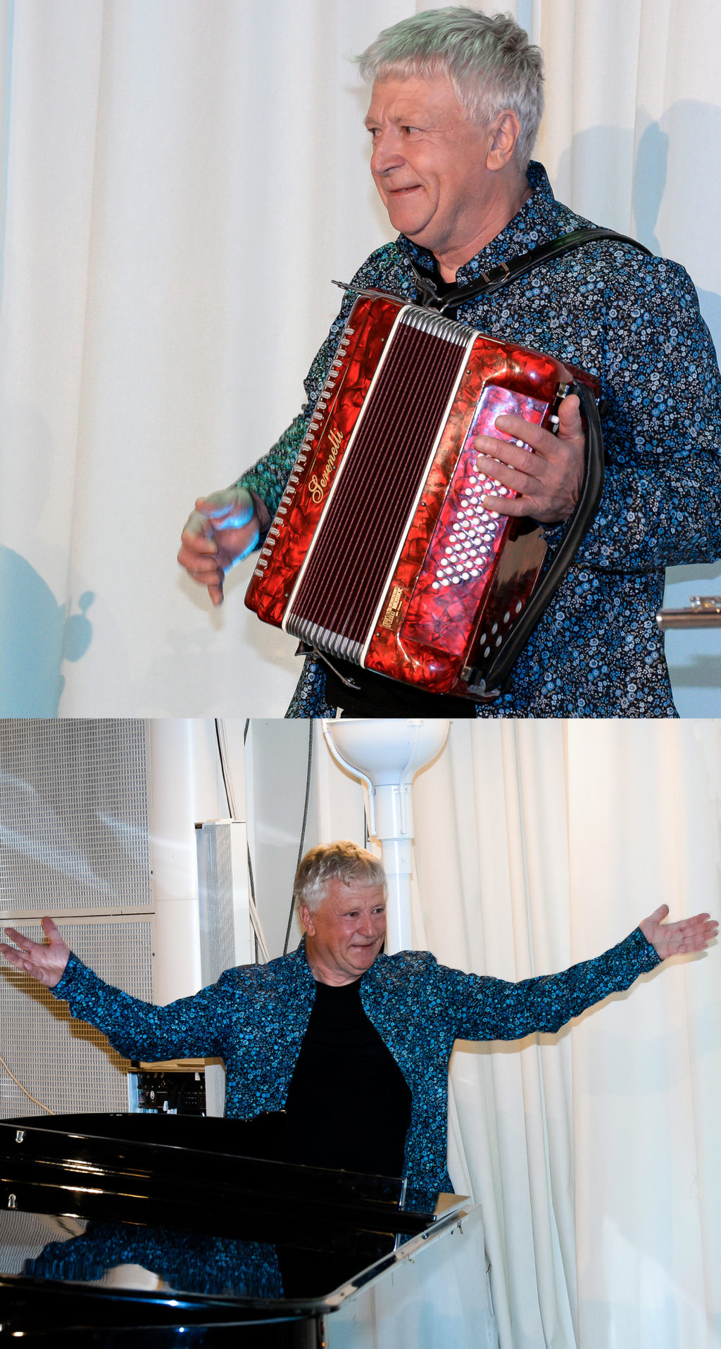 En mann som spiller trekkspill