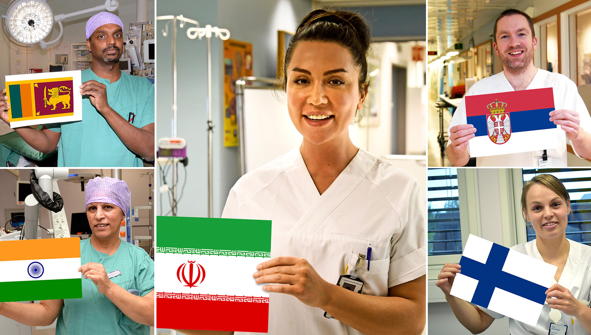 En collage av en person