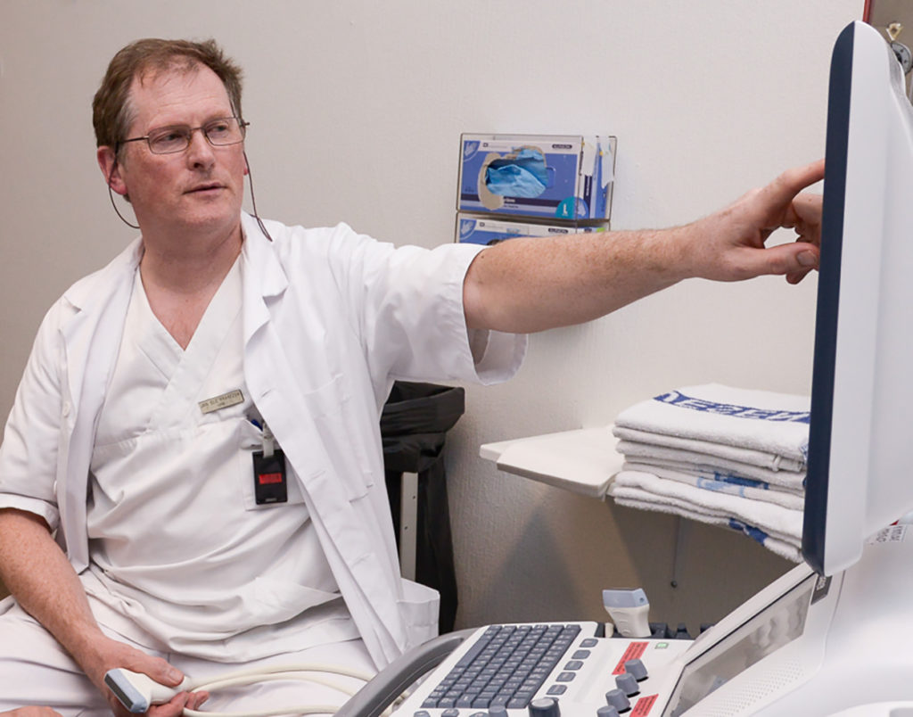 En lege som peker på en dataskjerm