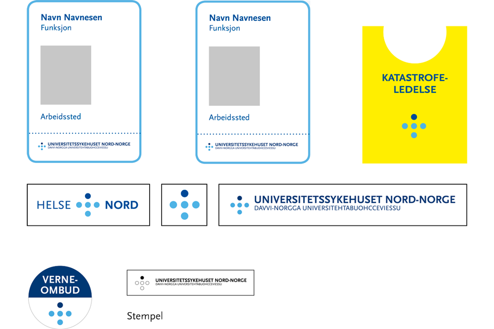 Eksempler på merking av personer i ID kort, vester, skilt, osv.