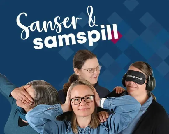 Fire mennesker. En holder for ørene, en holder for øynene, en bruker masker som blender