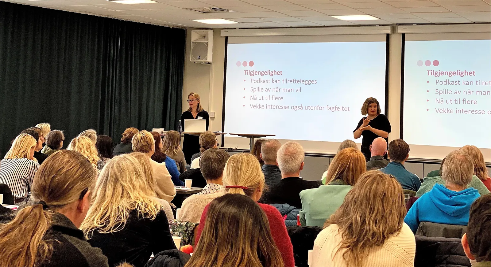 En person som holder en presentasjon for et publikum