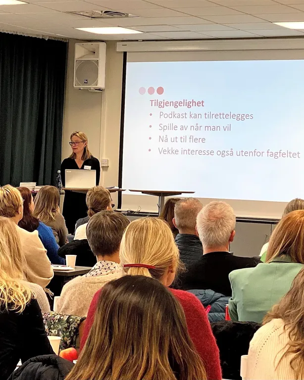 En person som holder en presentasjon for et publikum