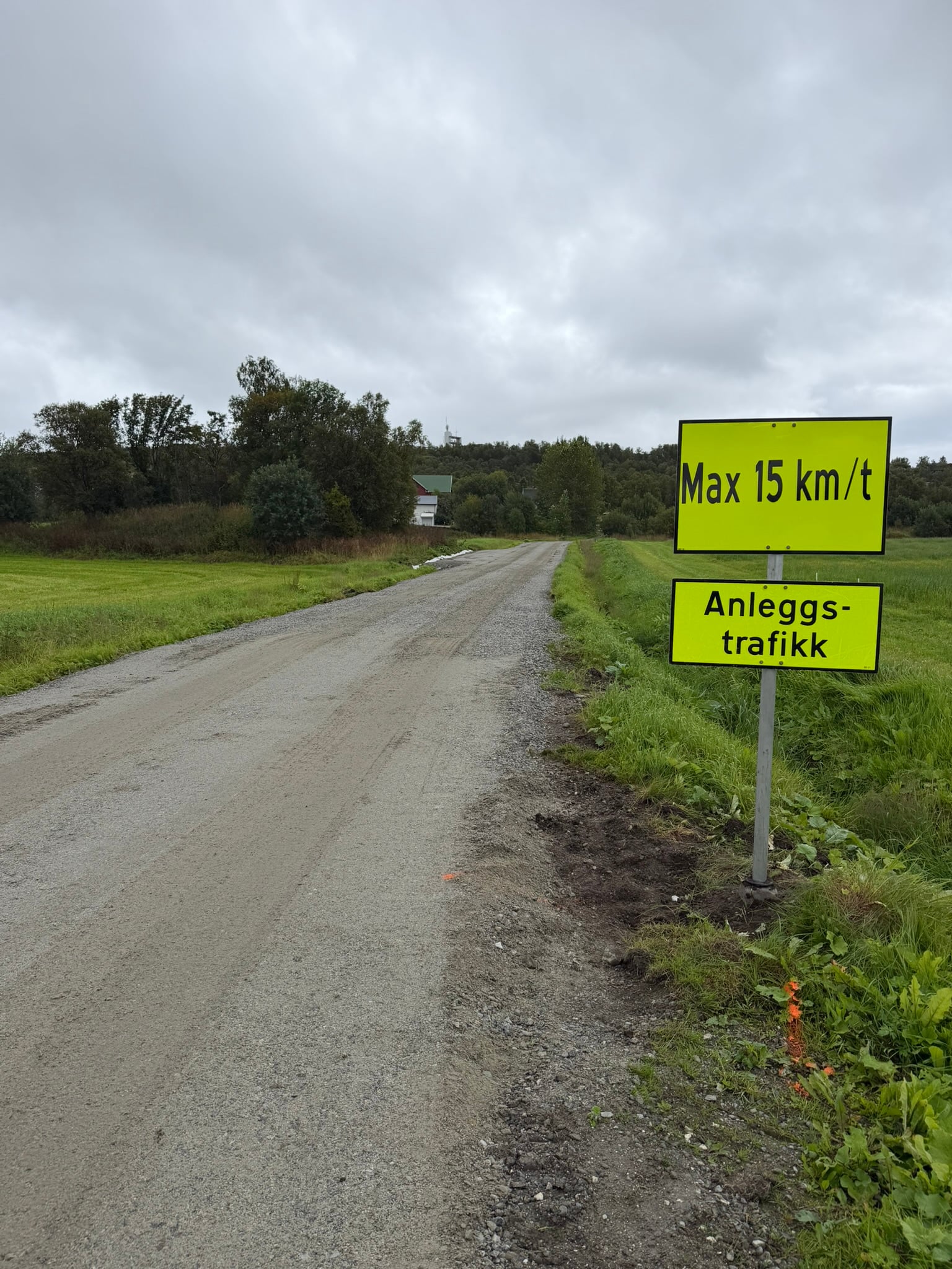 Et veiskilt ved siden av en vei