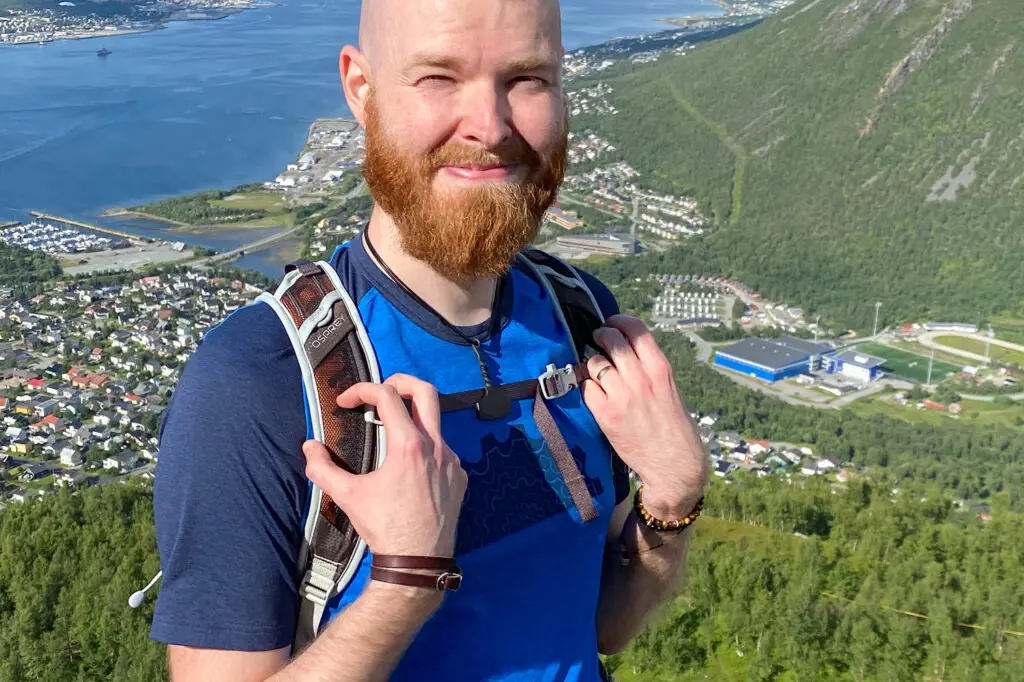 John Christian Vedal på toppen av Sherpatrappa i Tromø. Privat foto