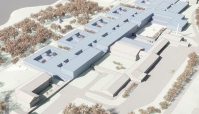 Modell av bygg sett ovenfra