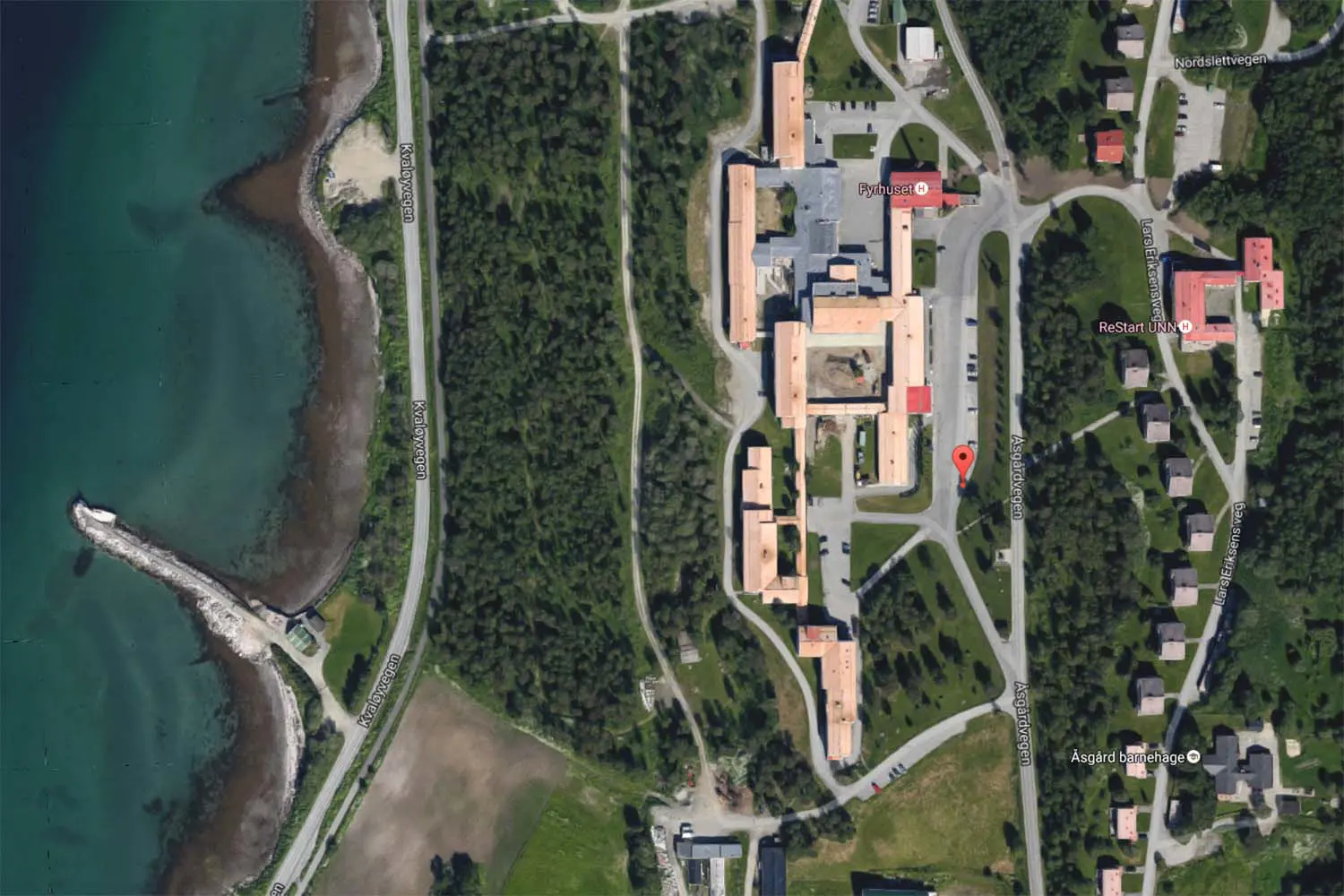 Kart over området til UNN Åsgård