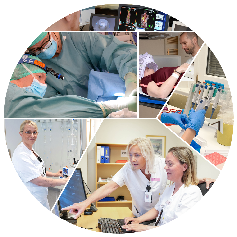 Kollasj som viser arbeidende klinikere
