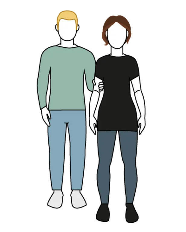 Et par utstillingsdukker iført hvite masker