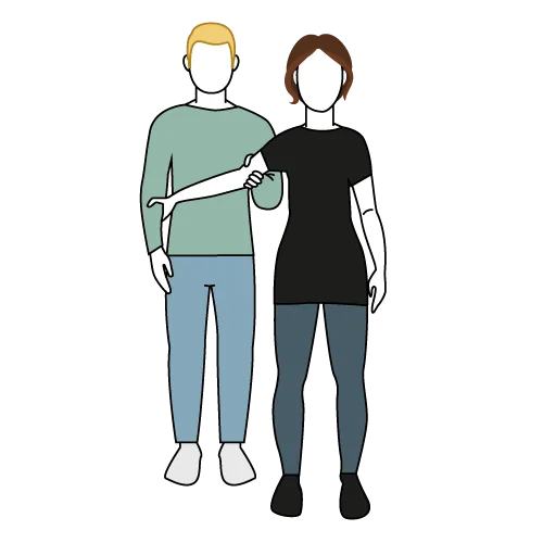 Et par utstillingsdukker iført hvitt og svart