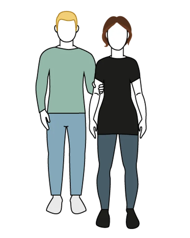 Et par utstillingsdukker iført hvitt og svart