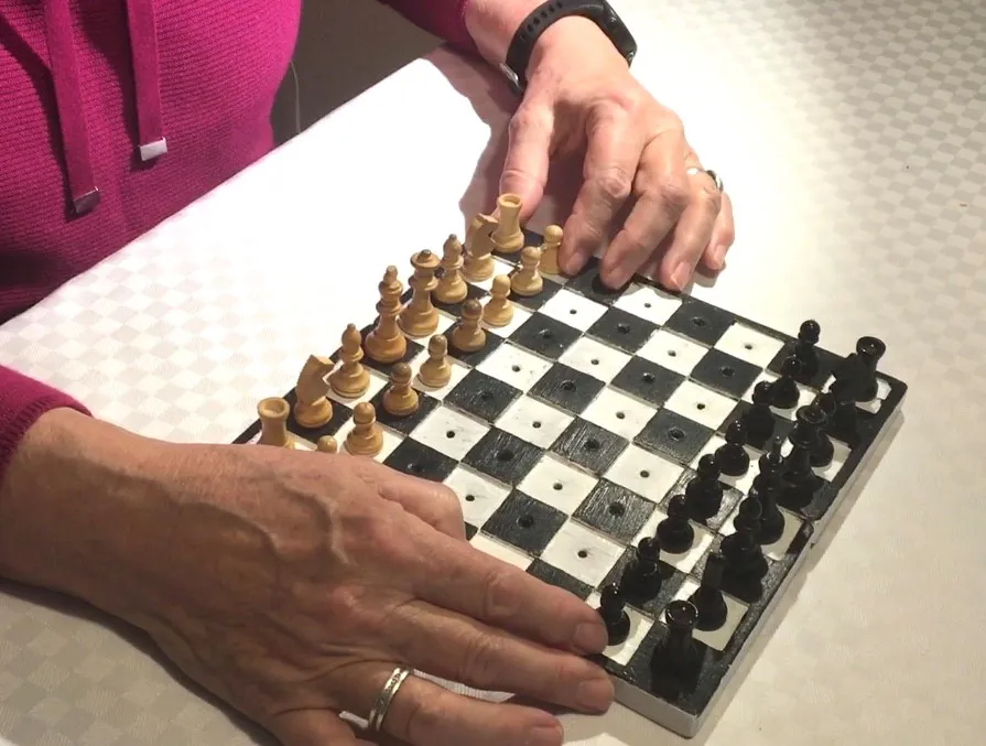En person som spiller sjakk