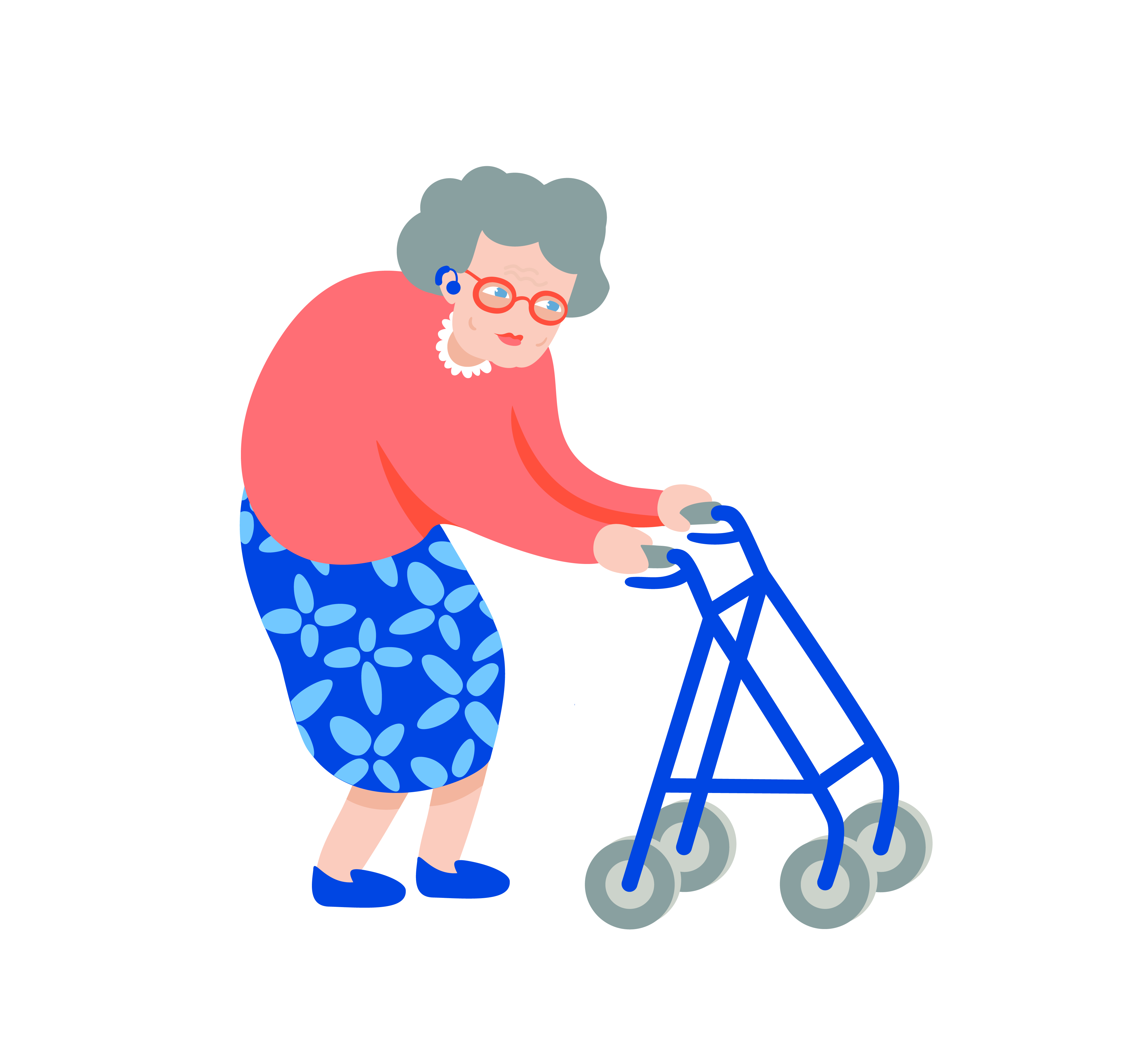 En person som skyver en rullator