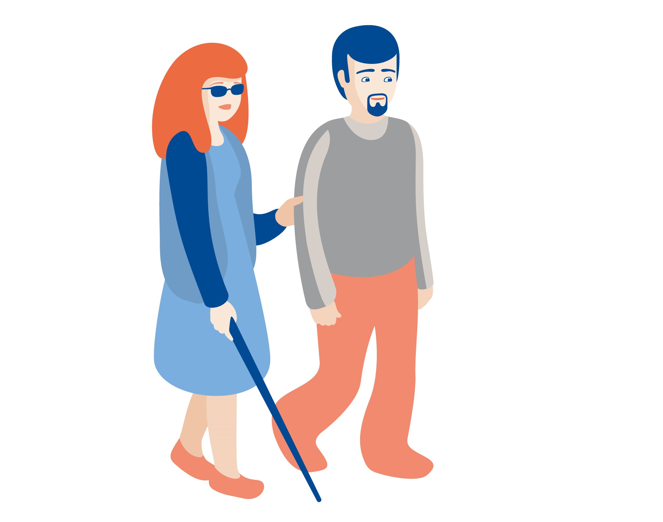 Illustrasjon av mann som ledsager kvinne