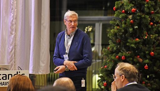 En person som står foran et juletre